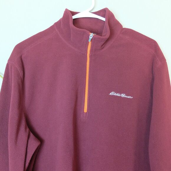 Eddie Bauer Maroon Fleece 1/4 Zip Pullover Sweater Size Large - Picture 3 of 10